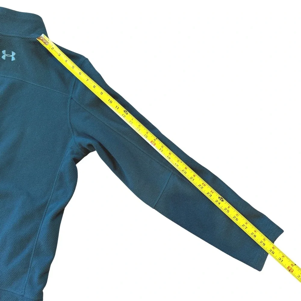 Under Armour Men Medium Teal Textured 1/4 Zip Fleece Pullover Kangaroo Pockets‎